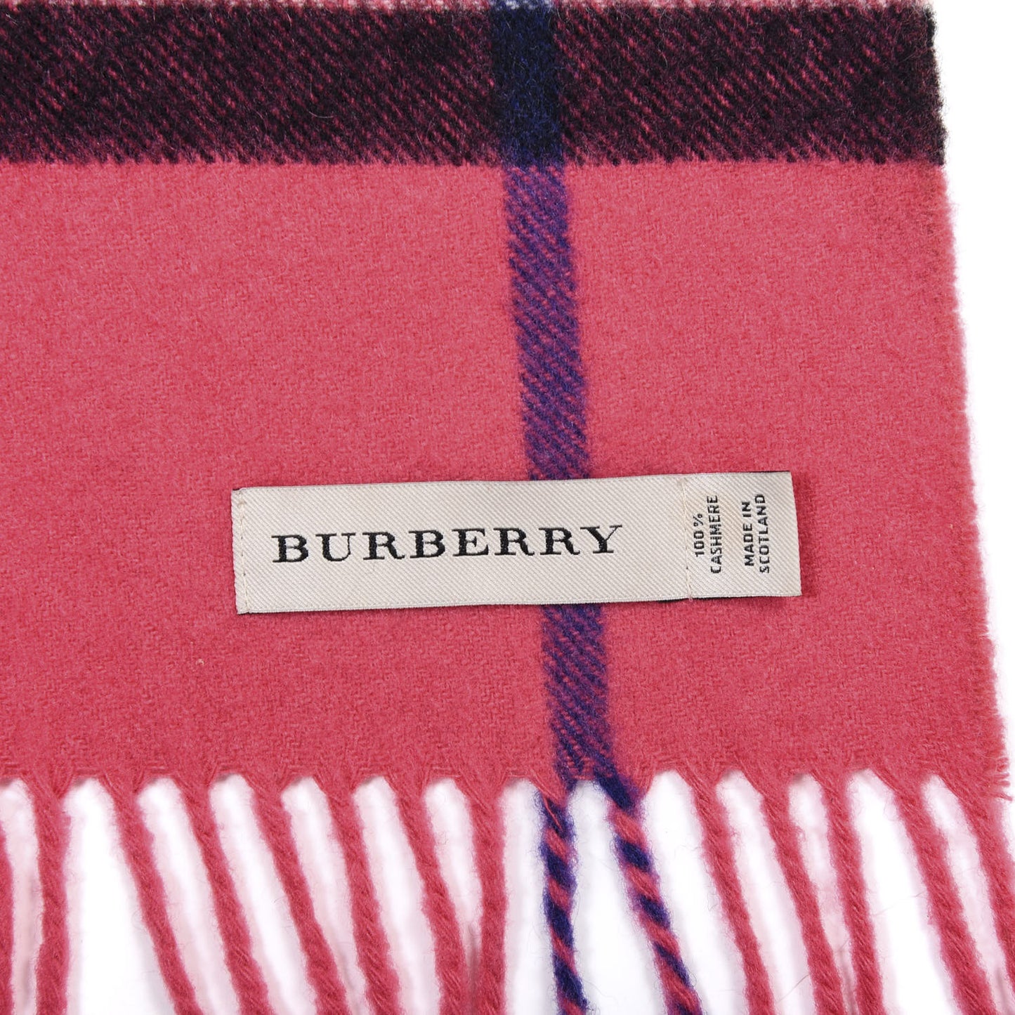 Cashmere Giant Check Fringe Scarf Rose Pink