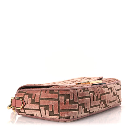 Fendi Velvet Jacquard Crystal FF Baguette Macaron 4 of 12