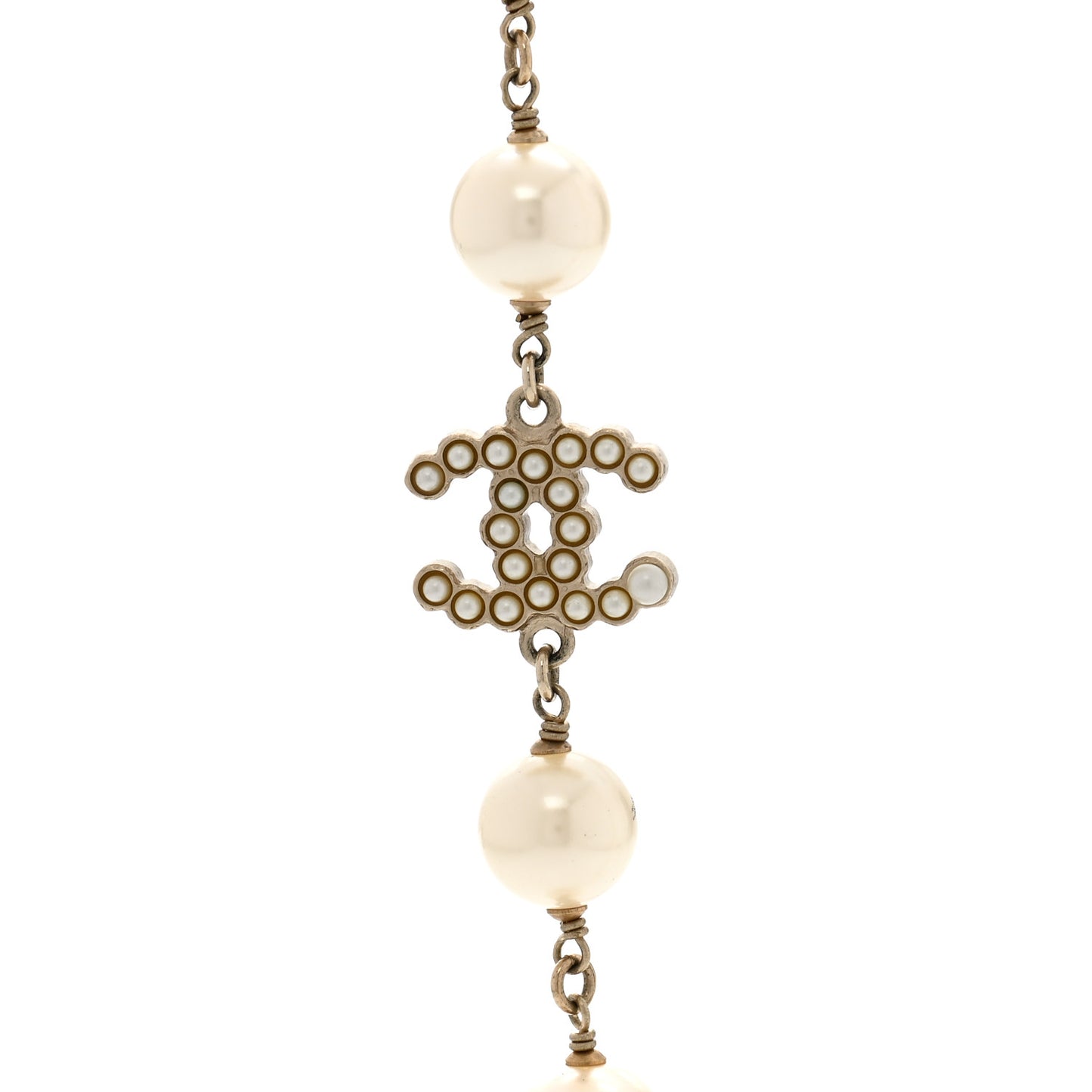 Graduated Pearl CC Long Necklace Gold
