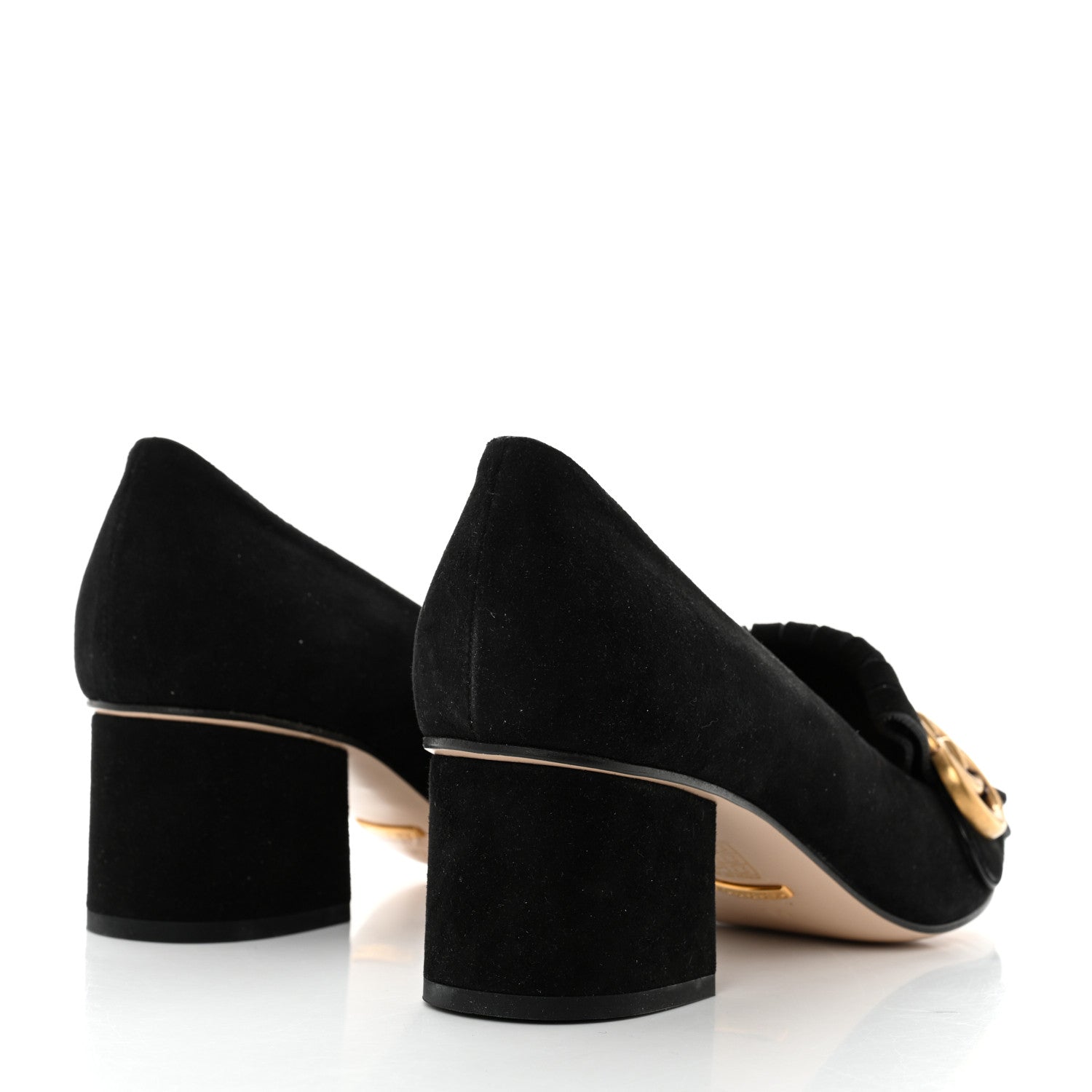 Gucci Kid Scamosciato GG Marmont Fringe 50mm Loafer Pumps 39 Black 4 of 9