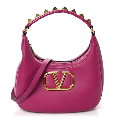 Valentino Garavani Calfskin Stud Sign Zip Hobo Rose Violet 1 of 9