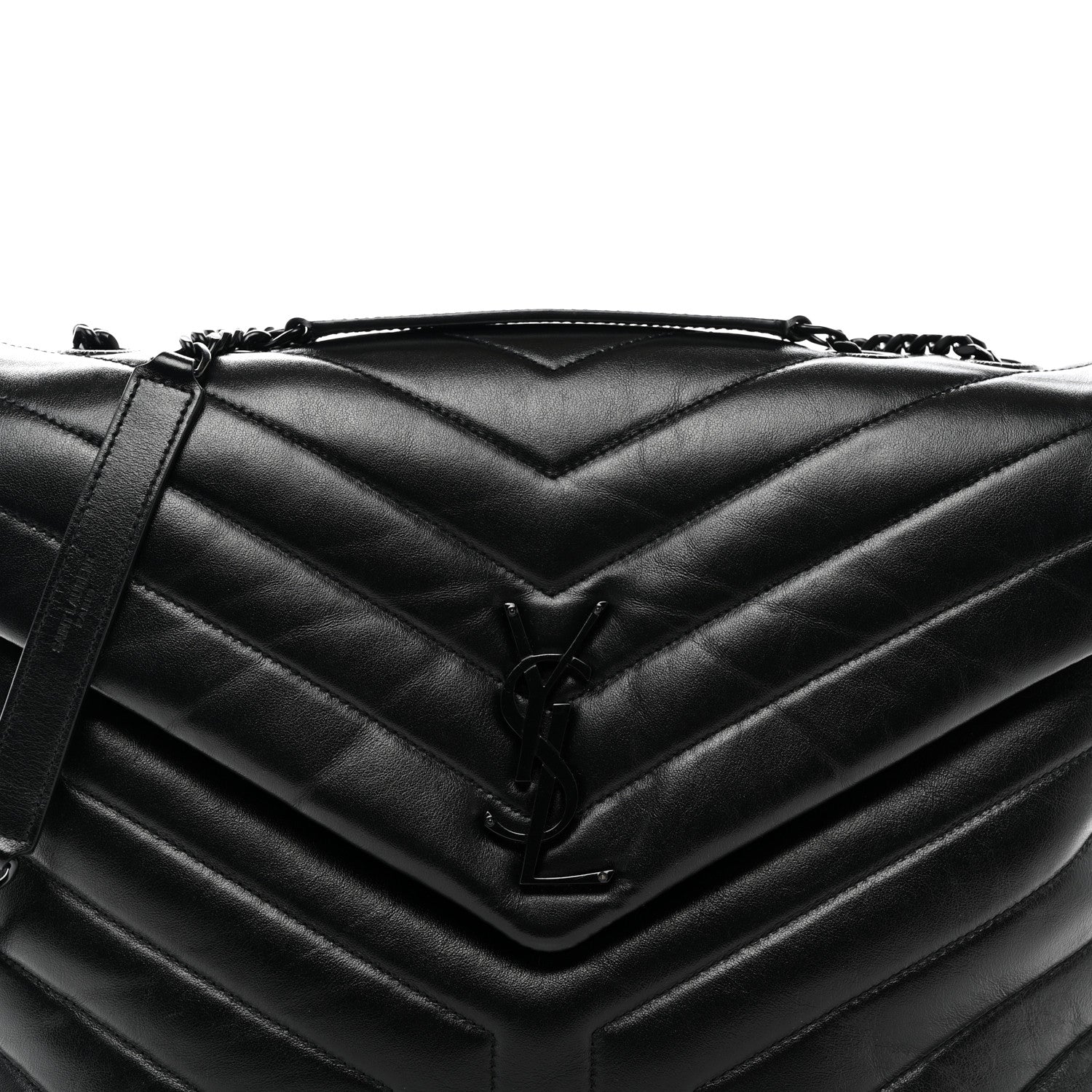 Saint Laurent Calfskin Y Quilted Monogram Monochrome Medium Loulou Chain Satchel Black 9 of 12