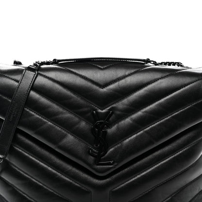 Saint Laurent Calfskin Y Quilted Monogram Monochrome Medium Loulou Chain Satchel Black 9 of 12