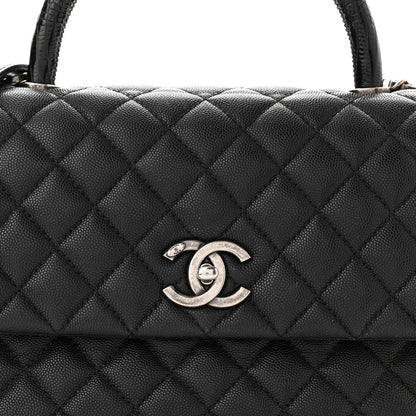 Chanel Caviar Lizard Embossed Quilted Small Coco Handle Flap Black 7 of 9