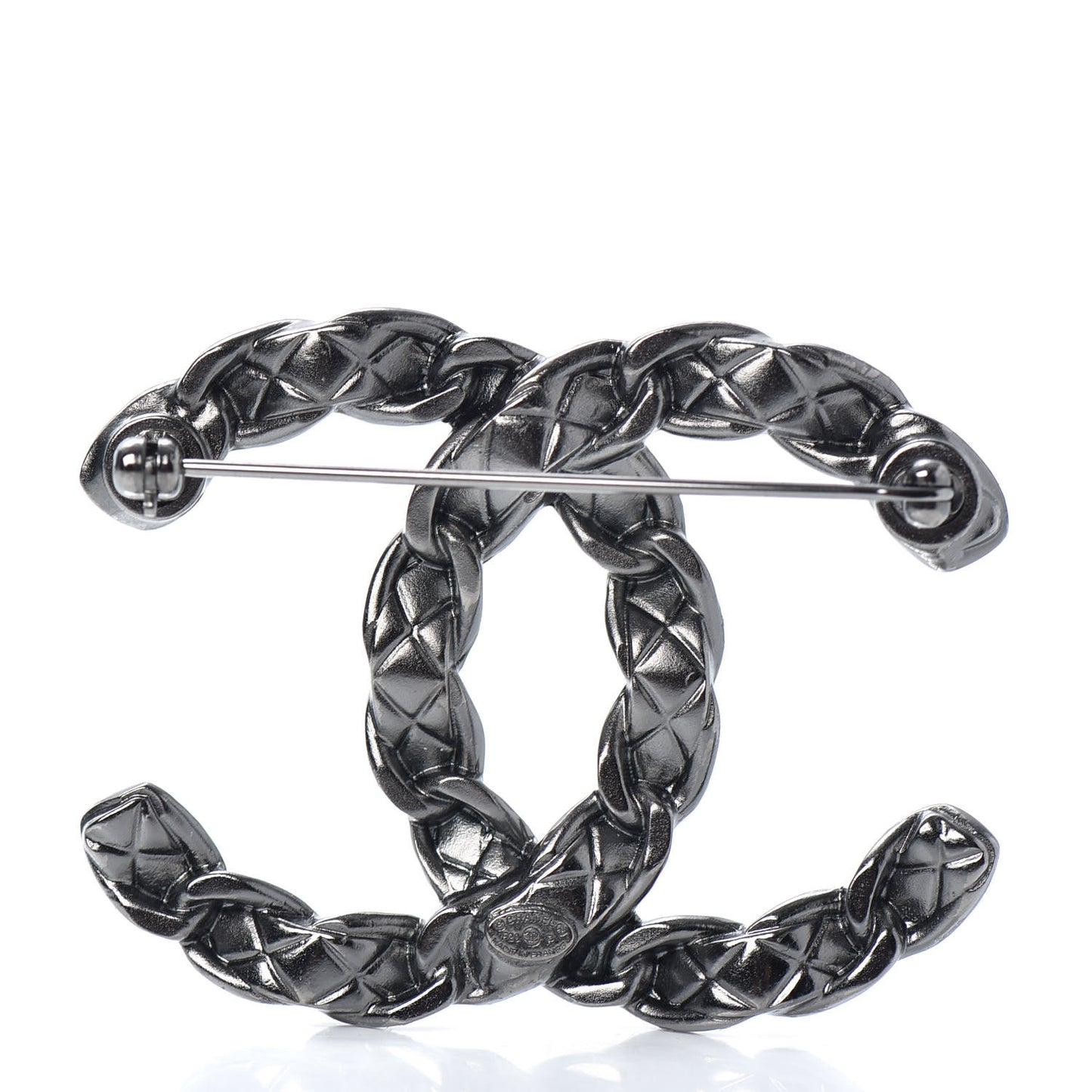 Quilted CC Brooch Ruthenium