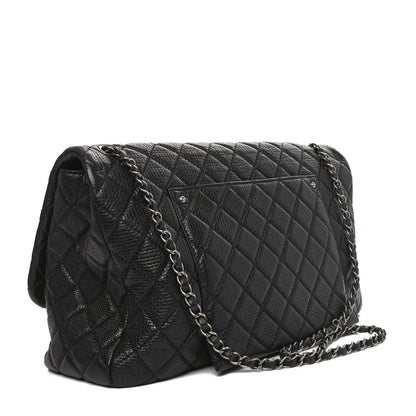 Chanel Grained Calfskin Quilted Small XXL Travel Flap Bag Black 2 of 10
