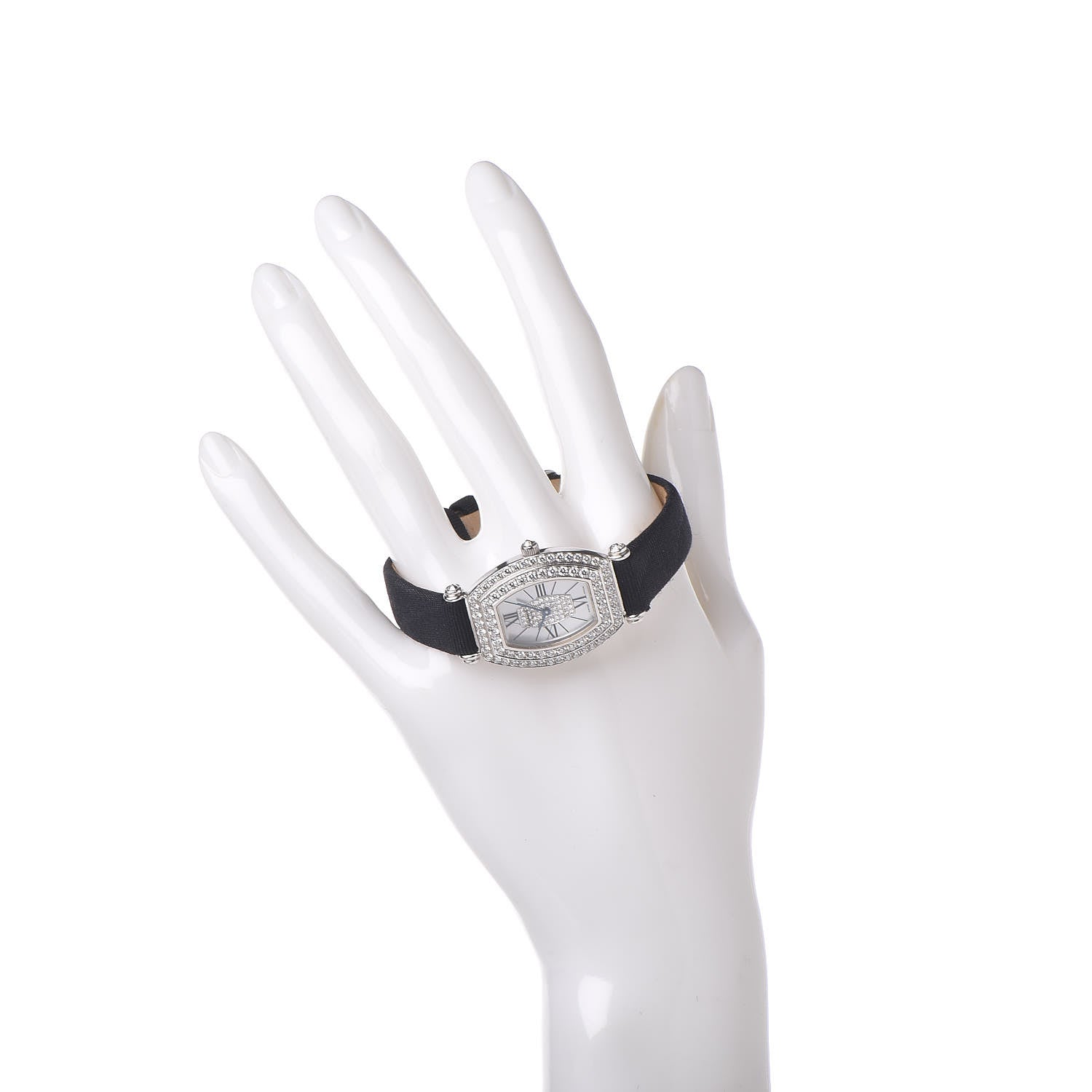 Chopard 18K White Gold Nylon Diamond Pave Bezel Mother of Pearl 23mm Classique Quartz Watch 2 of 7
