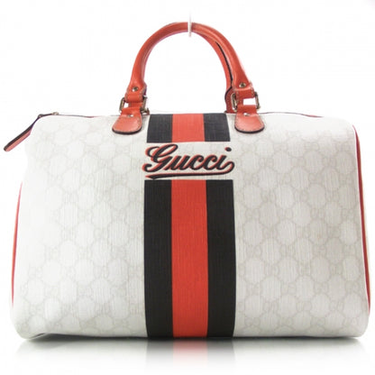 Gucci GG Plus Monogram Web Stripe Medium Joy Boston Orange 1 of 10