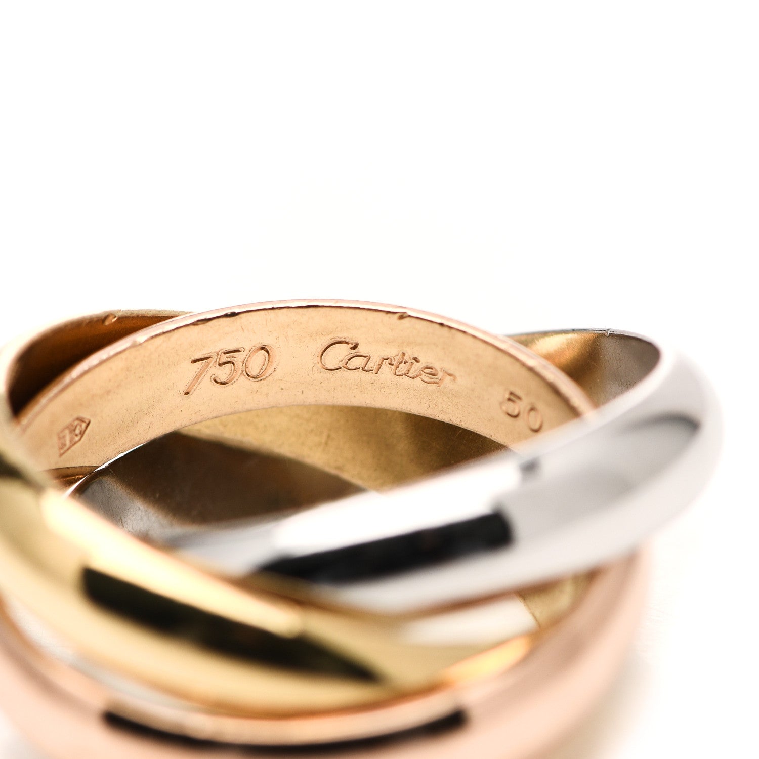 Cartier 18K Pink Yellow White Gold Classic Trinity Ring 50 5.25 4 of 5
