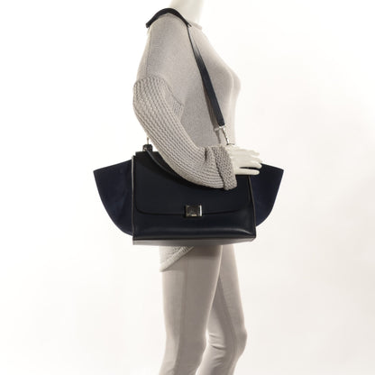 Celine Drummed Calfskin Suede Medium Trapeze Navy 3 of 10