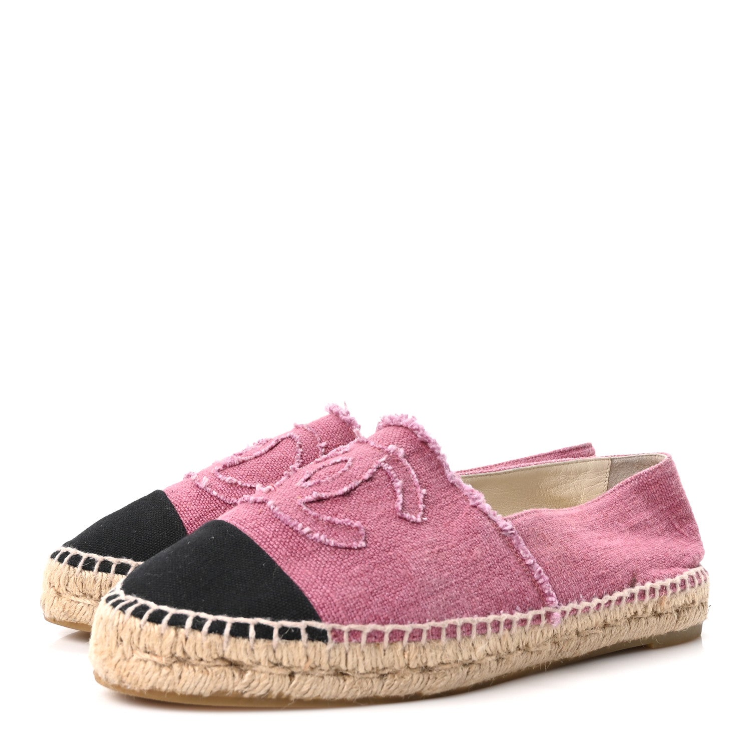 Chanel Linen CC Espadrilles 41 Pink Black 4 of 9