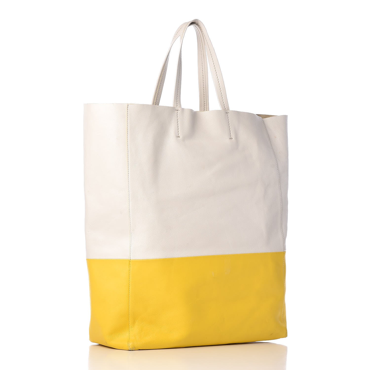 Celine Lambskin Vertical Bi-Cabas White Sun Yellow 3 of 29