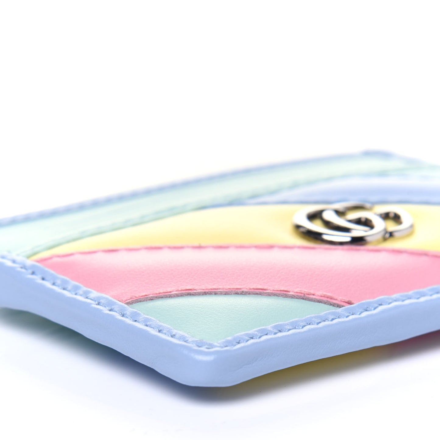 Calfskin Matelasse Diagonal GG Marmont Card Holder Wallet Multicolor Pastel