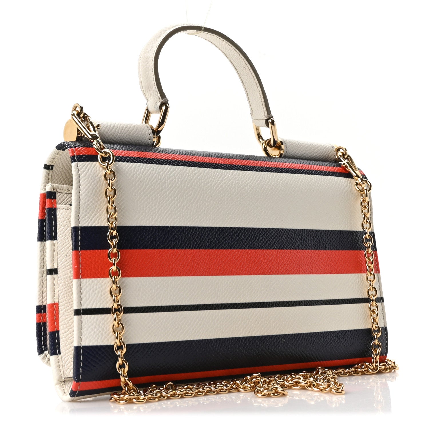Dolce & Gabbana Dauphine Striped Mini Miss Sicily Chain Wallet 2 of 9