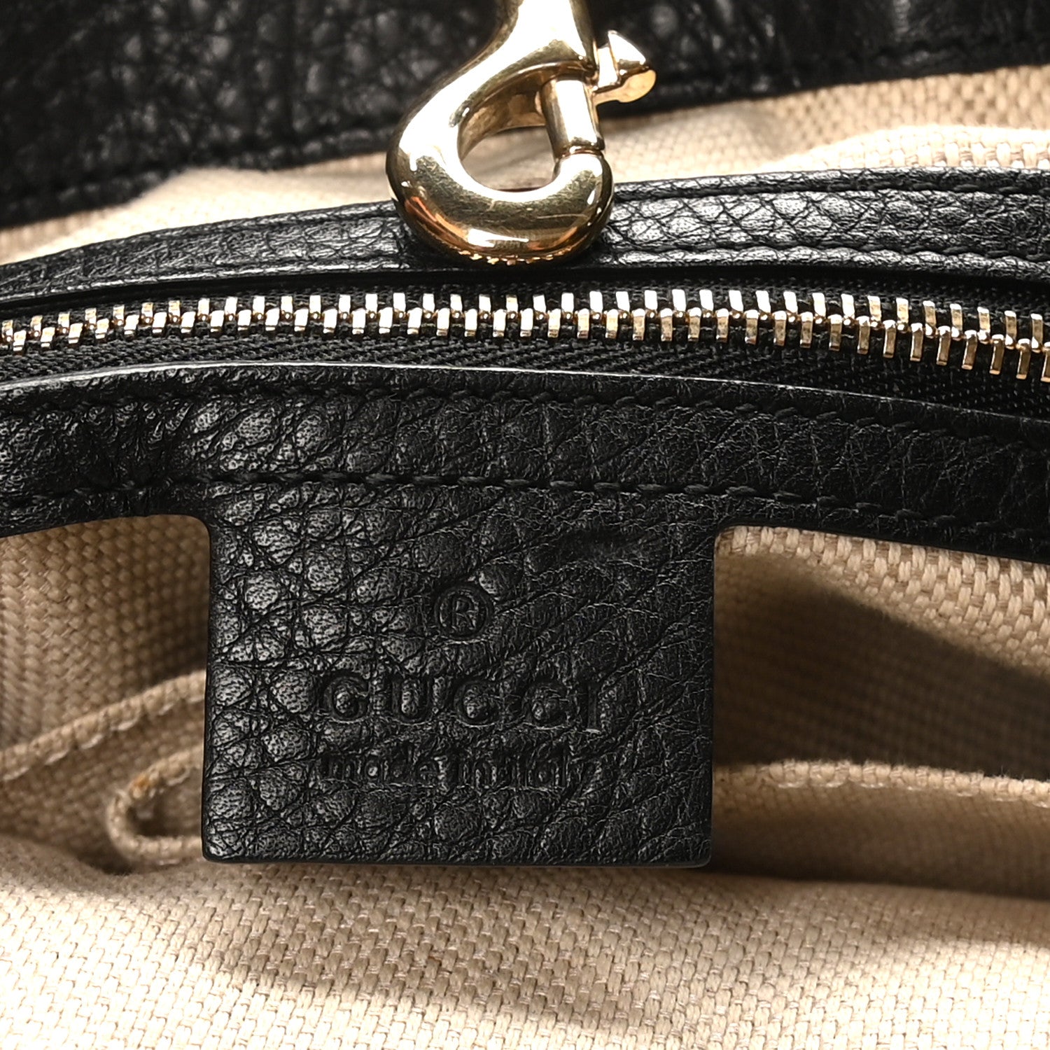 Gucci Pebbled Calfskin Medium Soho Chain Shoulder Bag Black 5 of 9