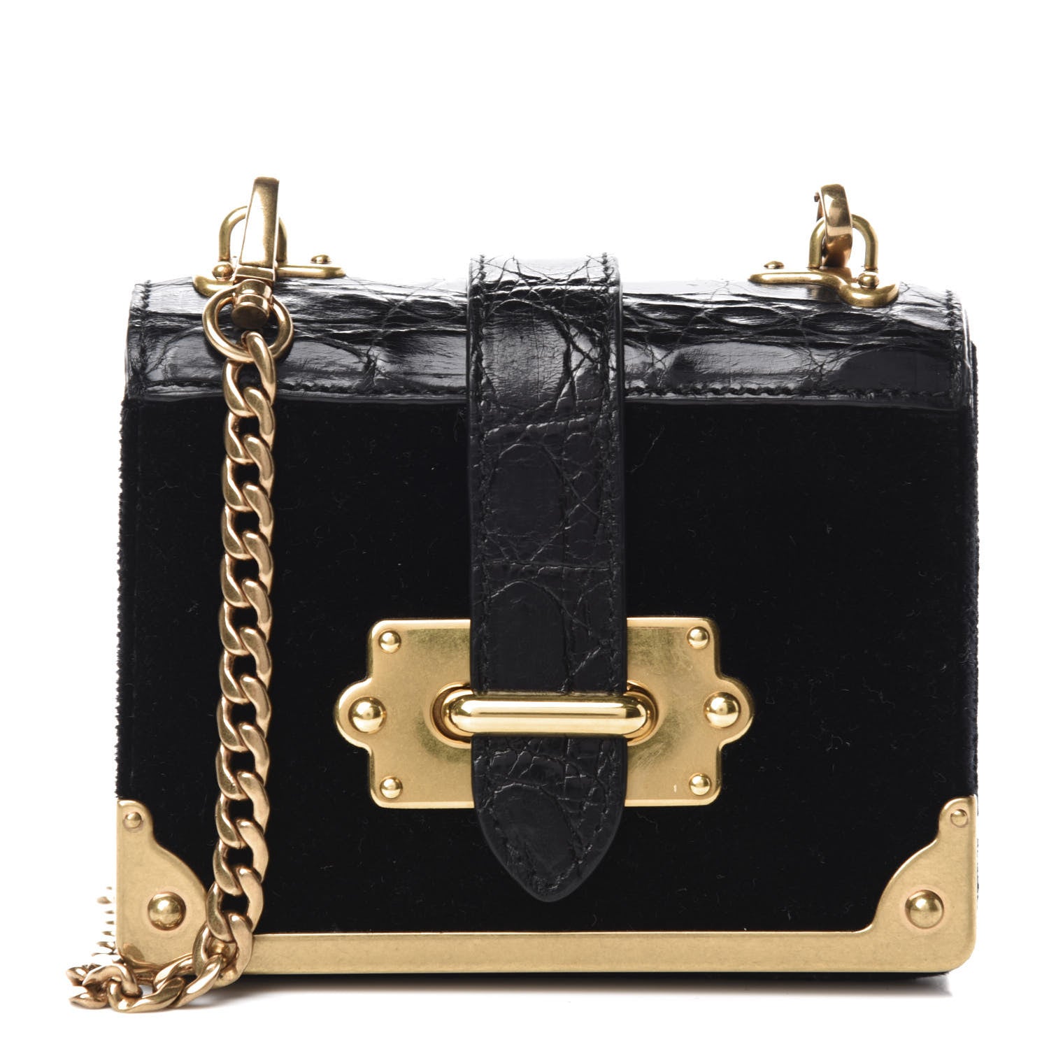 Prada Velvet Crocodile Micro Cahier Bag Black 1 of 11