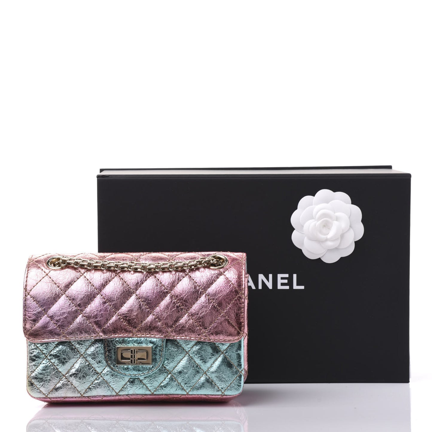 Metallic Goatskin Quilted Mini 2.55 Reissue Flap Multicolor