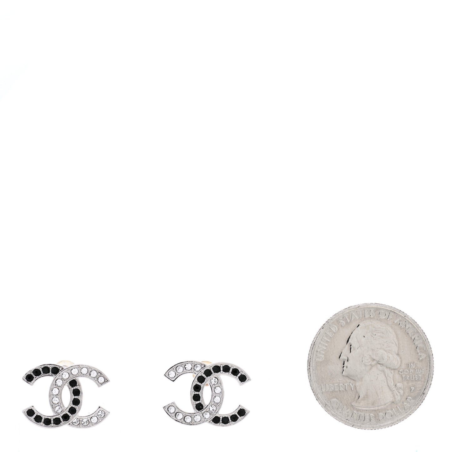 Crystal CC Earrings Silver Black