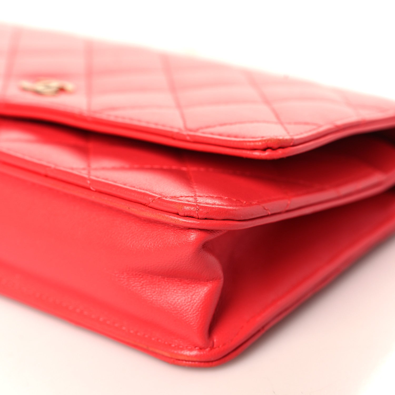 Chanel Lambskin Quilted Wallet On Chain WOC Light Red 9 of 10