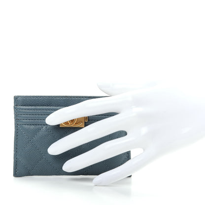 Chanel Caviar Quilted Boy Card Holder Blue 2 of 9