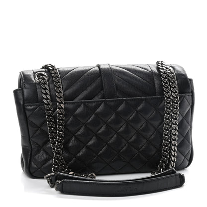 Saint Laurent Sheepskin Tri-Quilt Monogram Medium College Bag Black 3 of 10