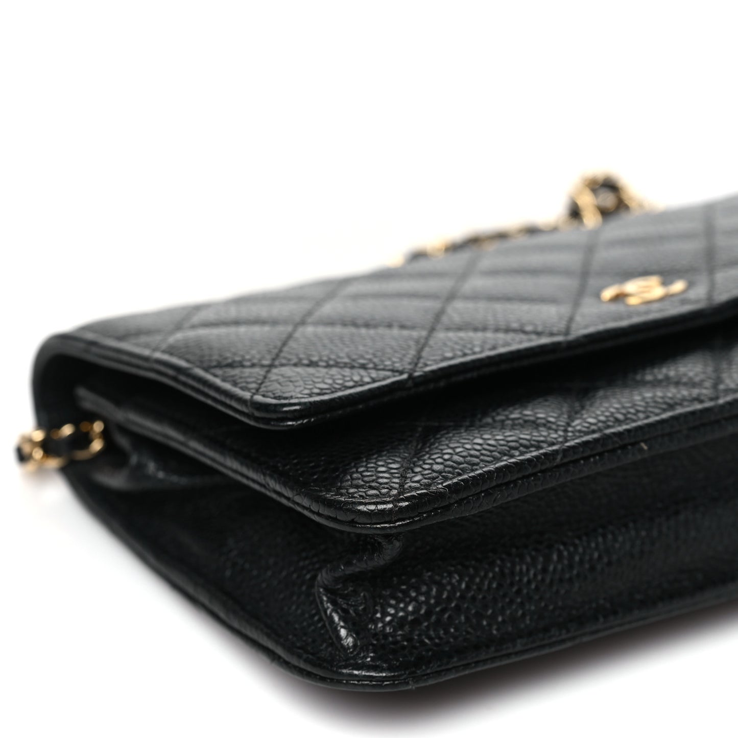Caviar Quilted Wallet on Chain WOC Black