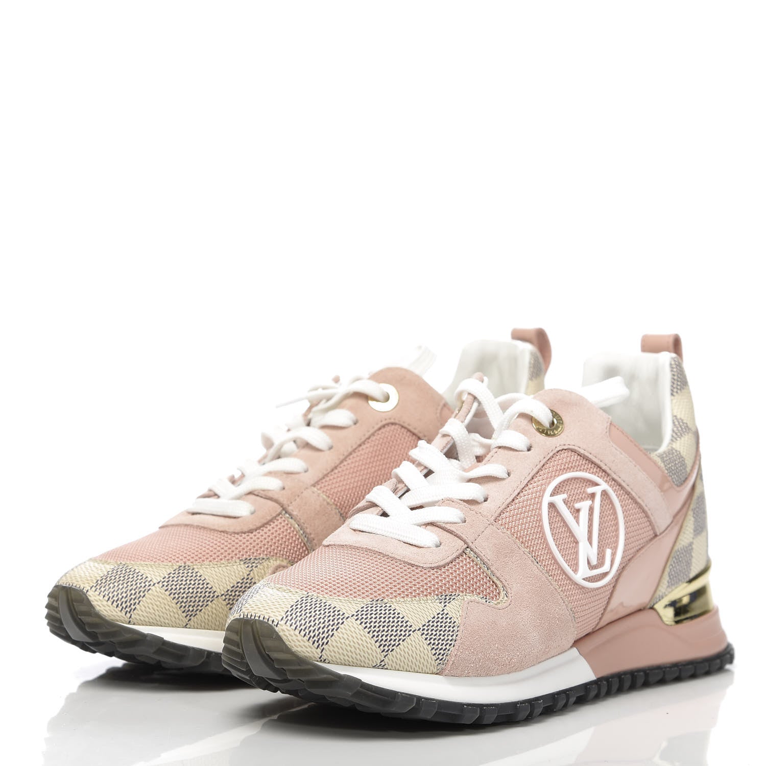Louis Vuitton Suede Damier Azur Run Away Sneakers 36.5 Pink 3 of 9