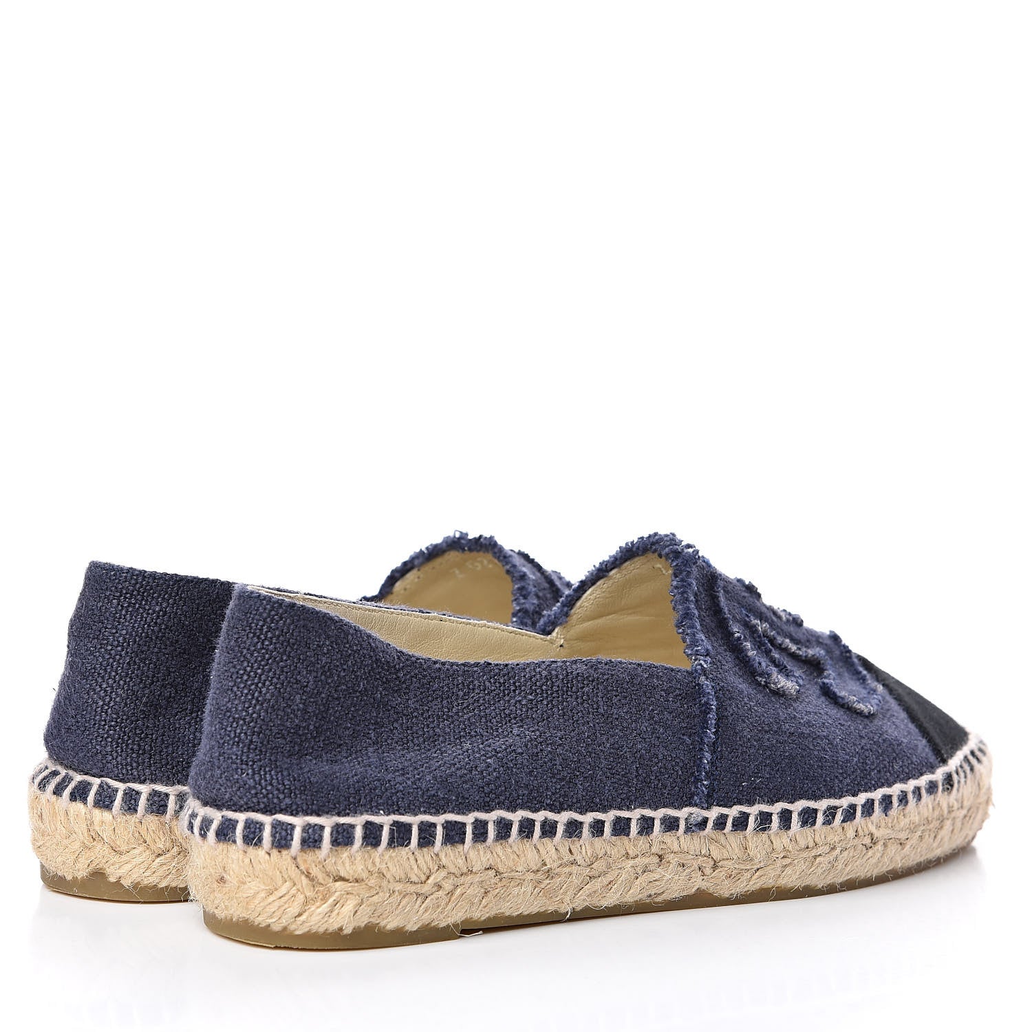 Chanel Denim Toile CC Espadrilles 36 Navy Black 5 of 9