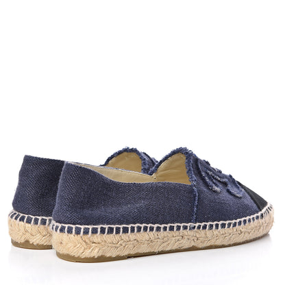 Chanel Denim Toile CC Espadrilles 36 Navy Black 5 of 9