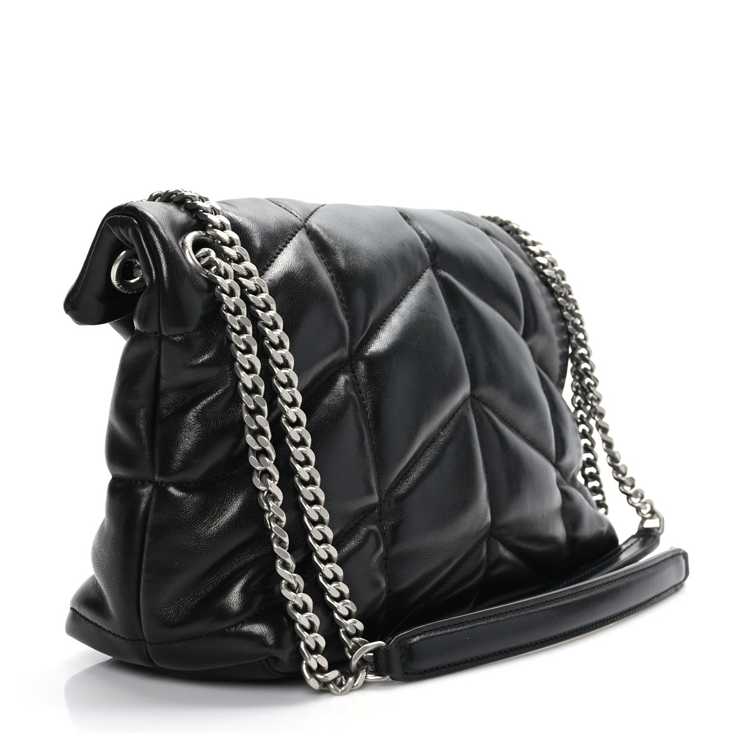 Saint Laurent Lambskin Quilted Small Loulou Puffer Monogram Chain Satchel Black 3 of 9