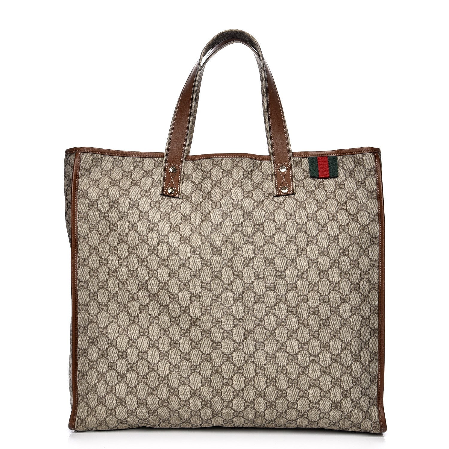 Gucci GG Plus Monogram Large Signature Web Loop Tote Brown 1 of 12