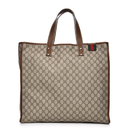 Gucci GG Plus Monogram Large Signature Web Loop Tote Brown 1 of 12
