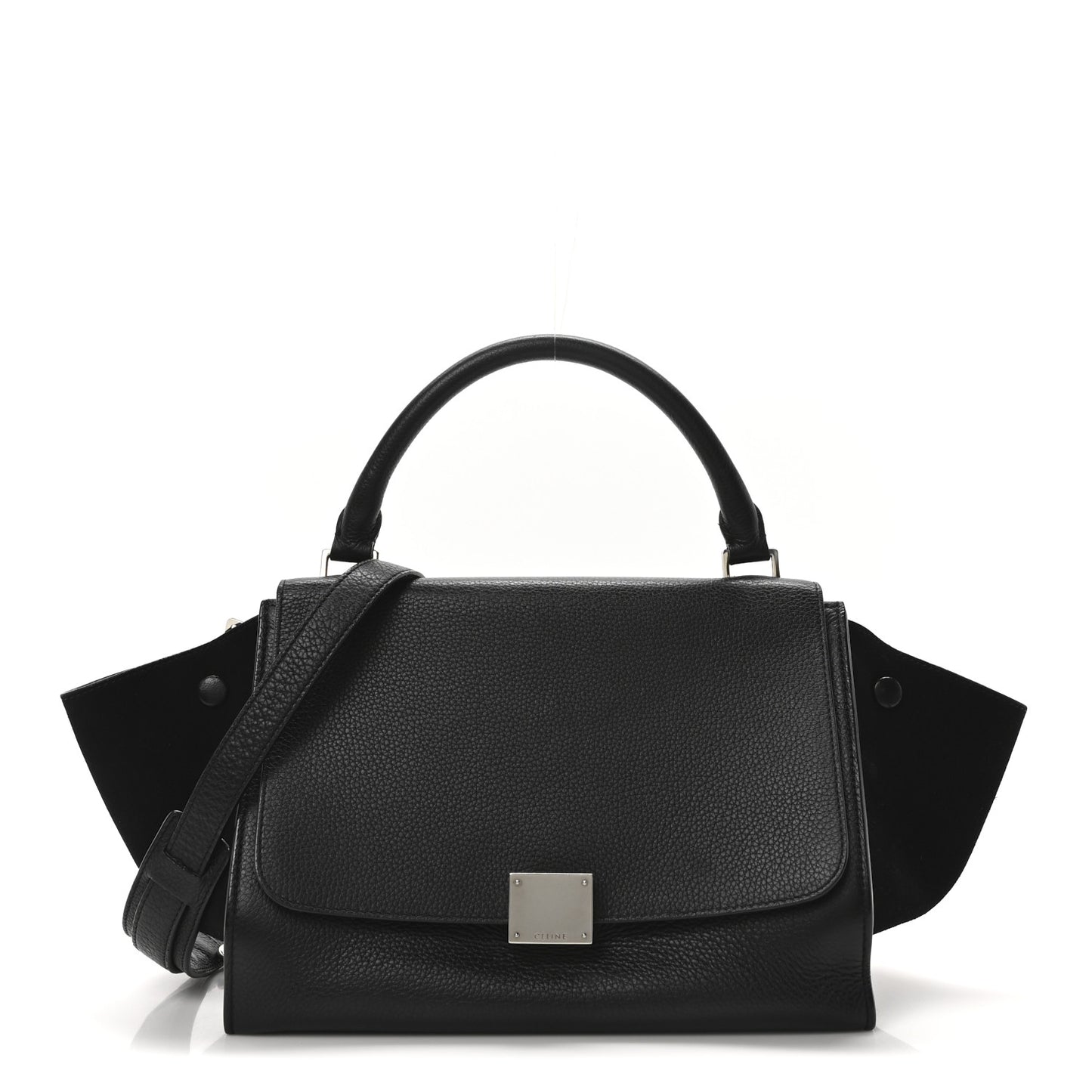 Drummed Calfskin Suede Trapeze Black