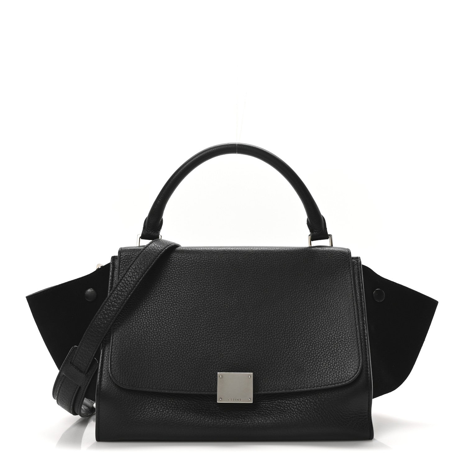 Celine Drummed Calfskin Suede Trapeze Black 1 of 17