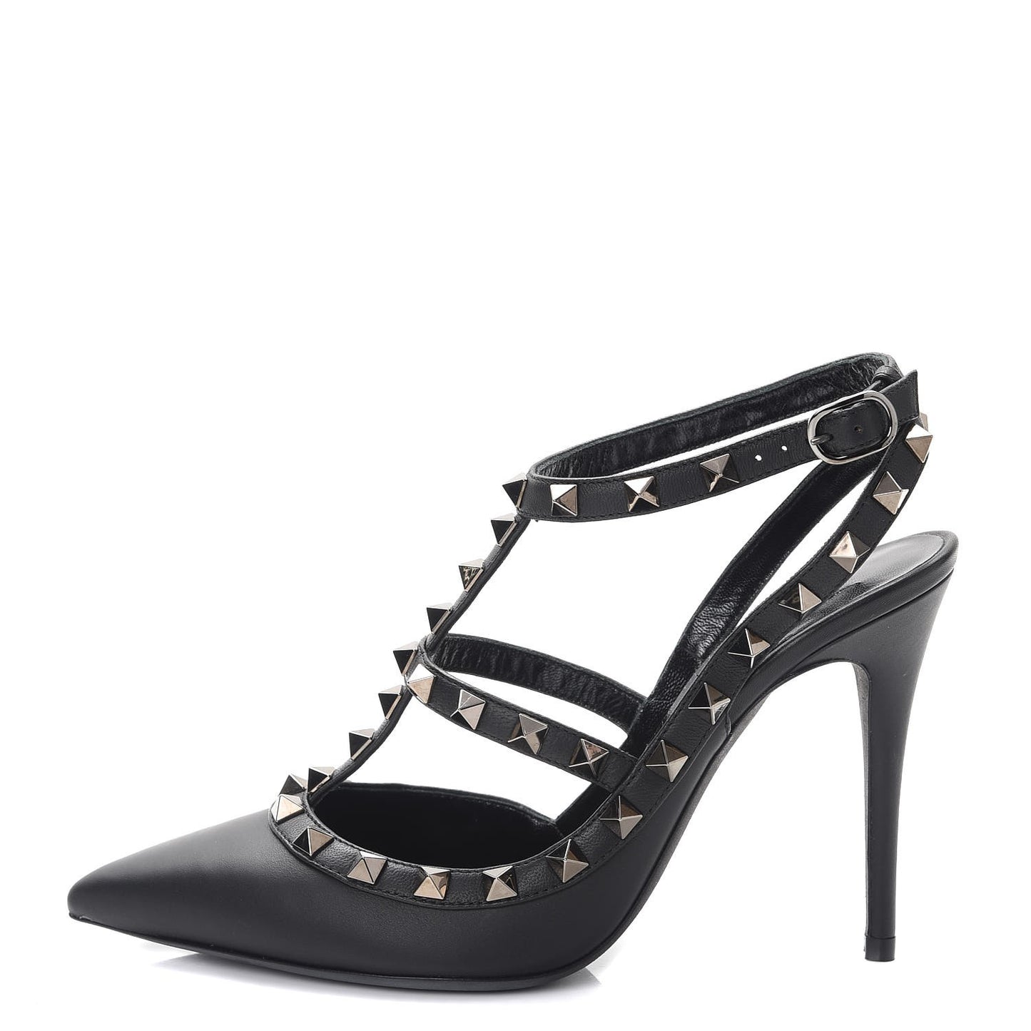 Nappa Rockstud Ankle Strap Pumps 36.5 Black