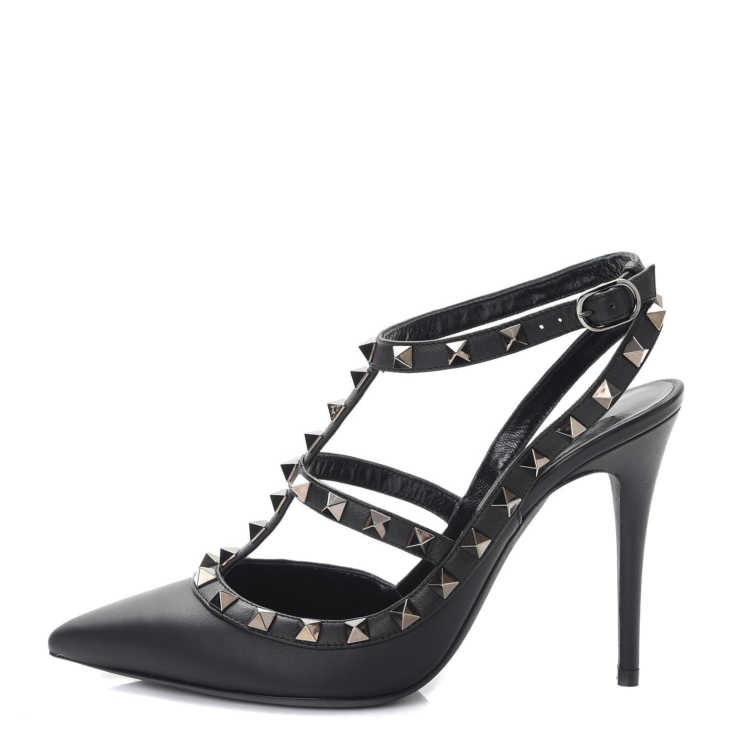 Valentino Garavani Nappa Rockstud Ankle Strap Pumps 36.5 Black 1 of 10