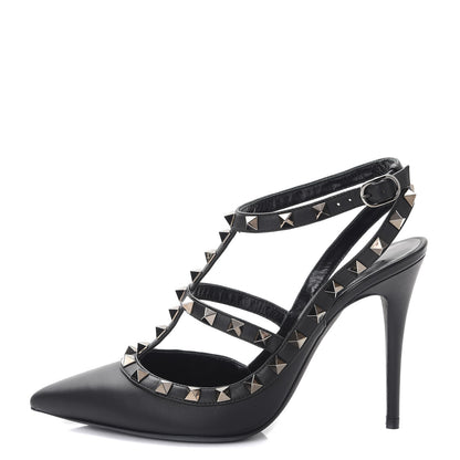 Valentino Garavani Nappa Rockstud Ankle Strap Pumps 36.5 Black 1 of 10