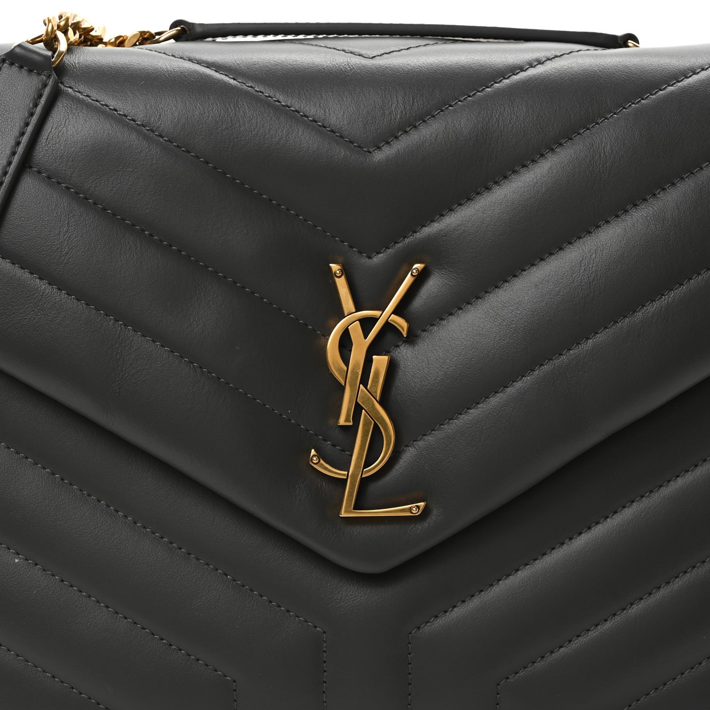 Calfskin Y Quilted Monogram Medium Loulou Chain Satchel Storm
