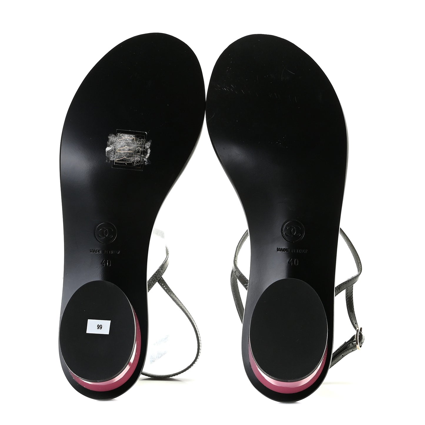 Patent CC Thong Sandals 40 Grey Pink