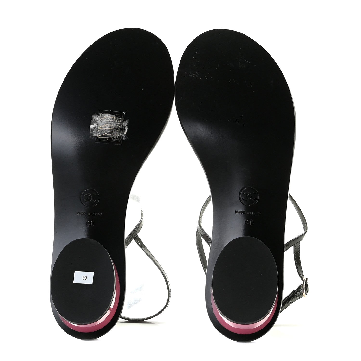 Chanel Patent CC Thong Sandals 40 Grey Pink 6 of 10