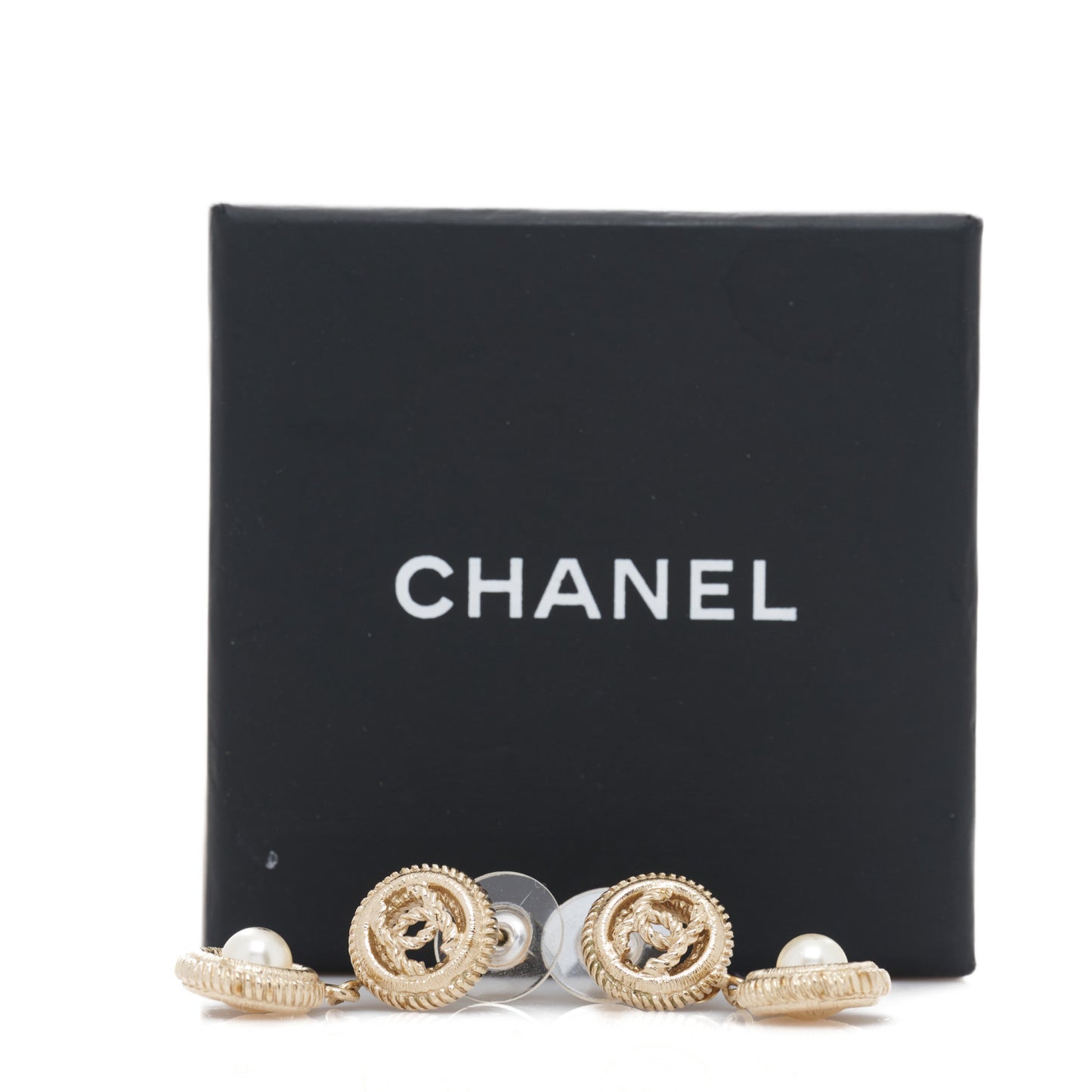 Pearl CC Drop Earrings Gold