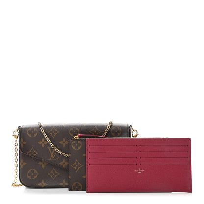 Louis Vuitton Monogram Pochette Felicie Chain Wallet Fuchsia 1 of 10