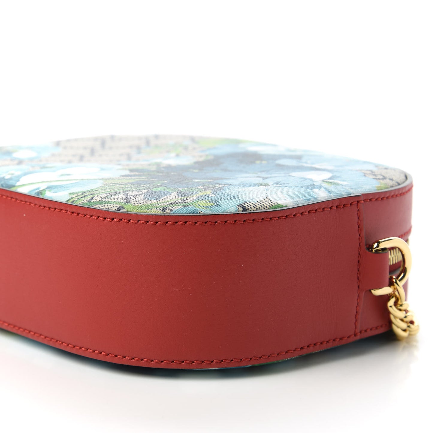 GG Supreme Monogram Blooms Mini Chain Shoulder Bag Beige Blue Navy Hibiscus Red