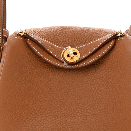 Hermes Taurillon Clemence Mini Lindy 20 Gold 8 of 11