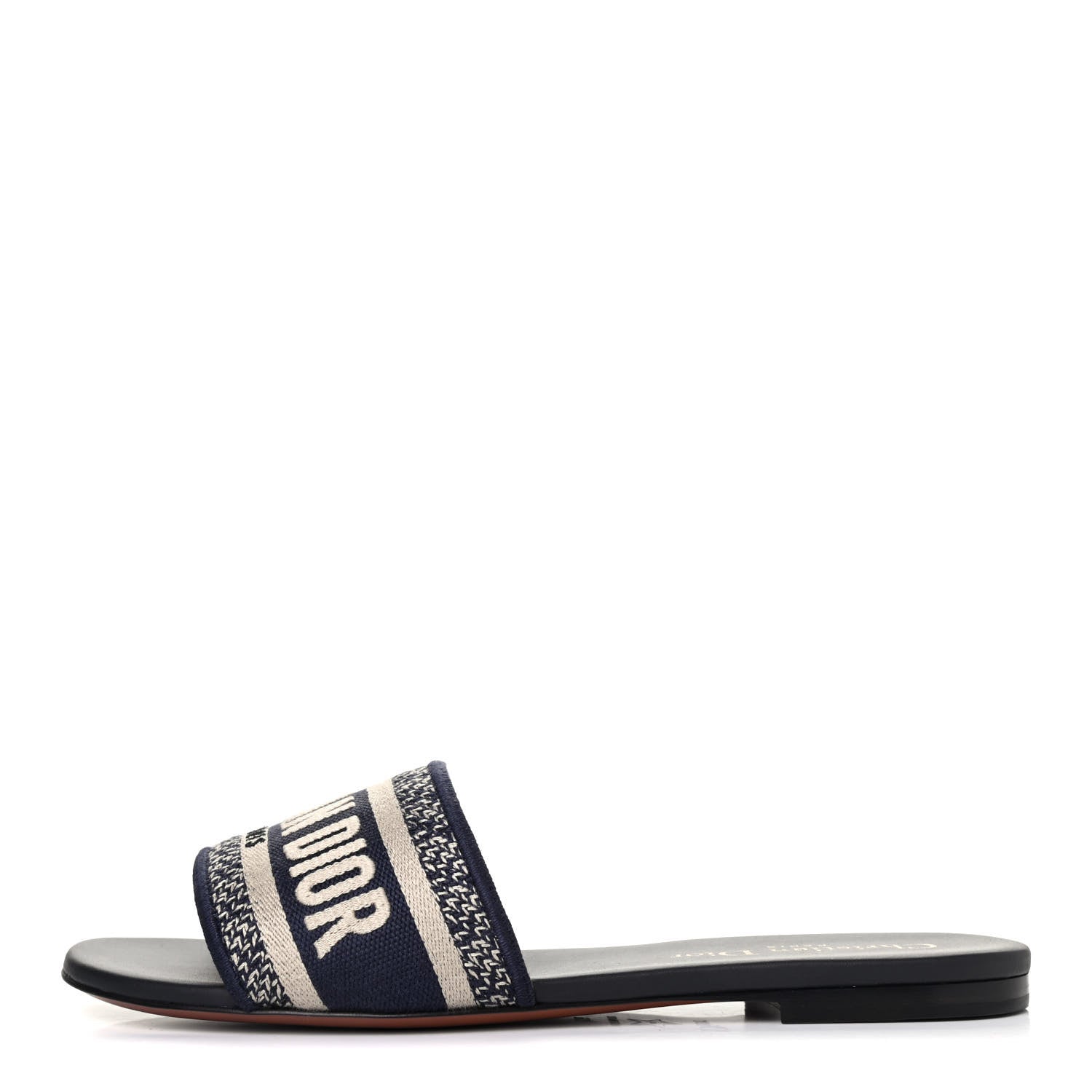 Christian Dior Canvas Embroidered Dway Mules Slide Sandals 36 Deep Blue 1 of 4