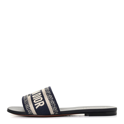 Christian Dior Canvas Embroidered Dway Mules Slide Sandals 36 Deep Blue 1 of 4