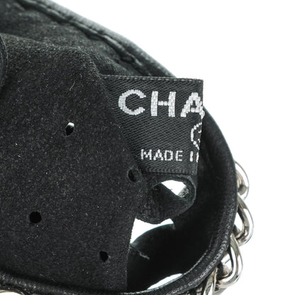 Chanel Lambskin Perforated Fingerless Chain CC Gloves 7.5 Black 4 of 10