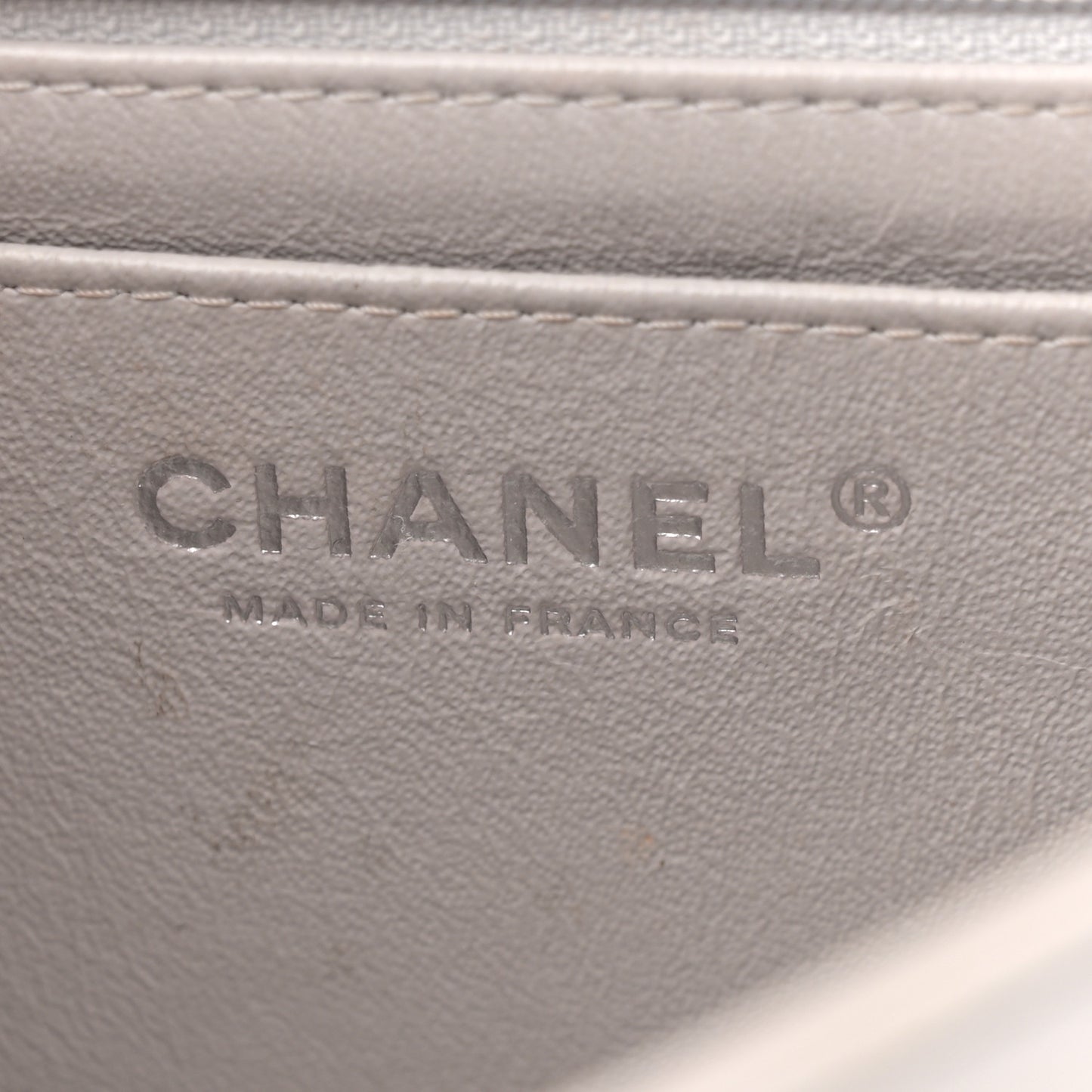 Lambskin Quilted Mini Rectangular Flap Grey