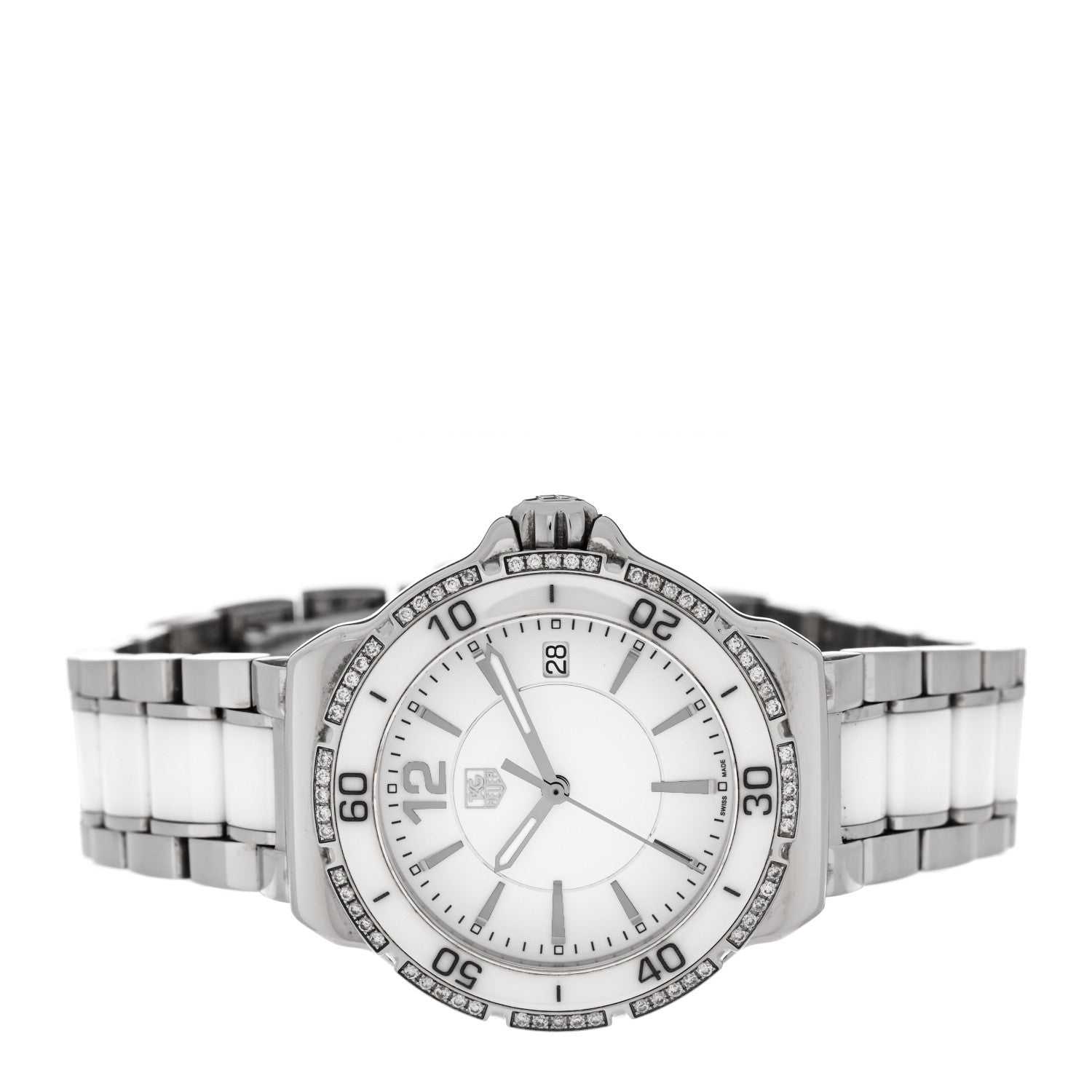Tag Heuer Stainless Steel Ceramic Diamond 34mm Formula 1 Quartz Watch White WAH1213 2 of 5