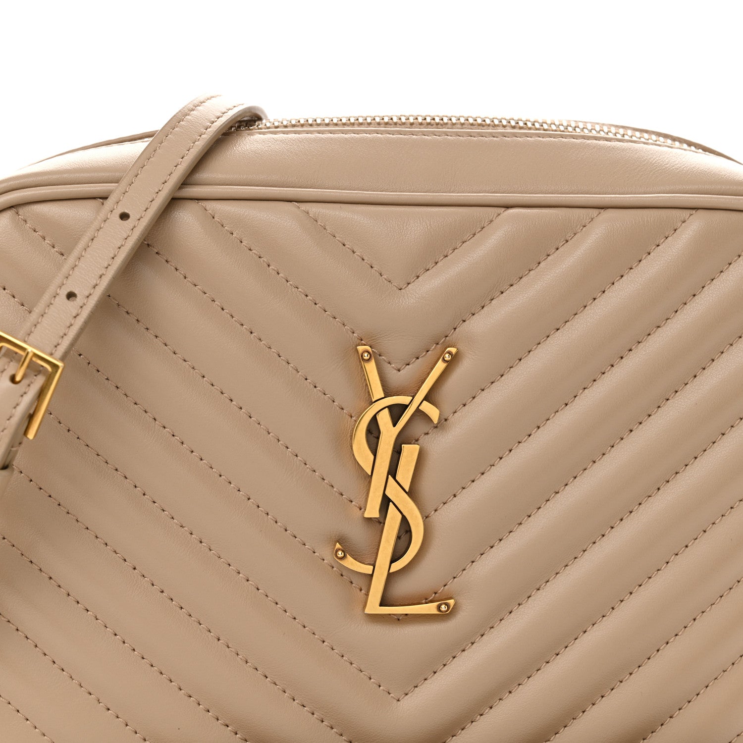 Saint Laurent Calfskin Matelasse Monogram Lou Camera Bag Dark Beige 8 of 12